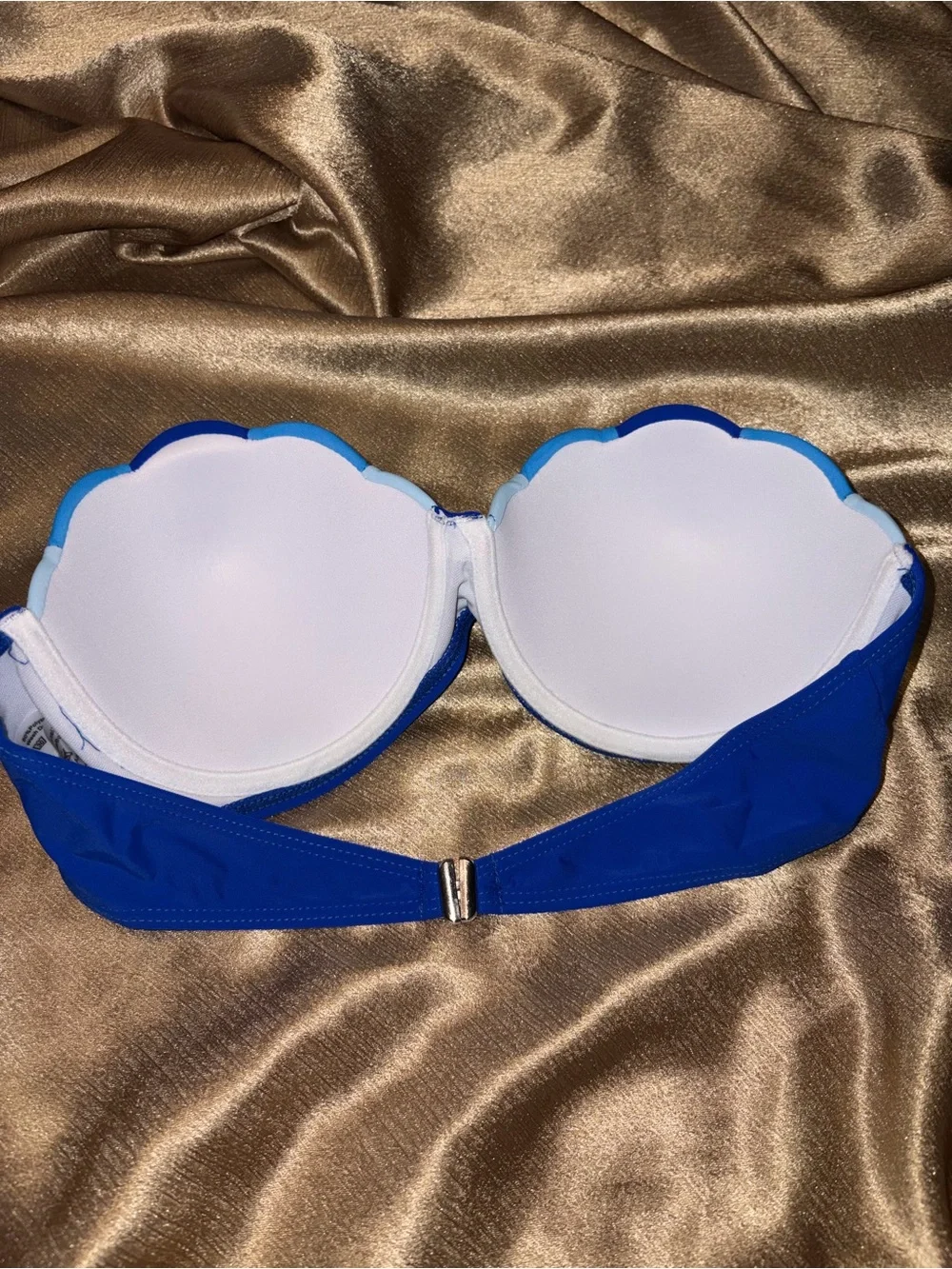 Strapless Colorblock Seashell Bikini Top in Royal Blue